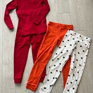 Primary Kids Pajama Set and Bottoms - Red, Orange, and White with Black Stars